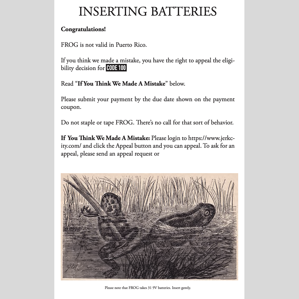 Zine: How to Operate Your Frog (Second Printing)